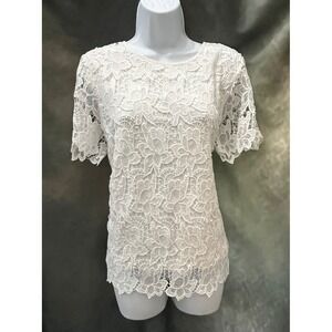 Philosophy Republic Clothing Women's White Lace‎ Short Sleeve Top Size L